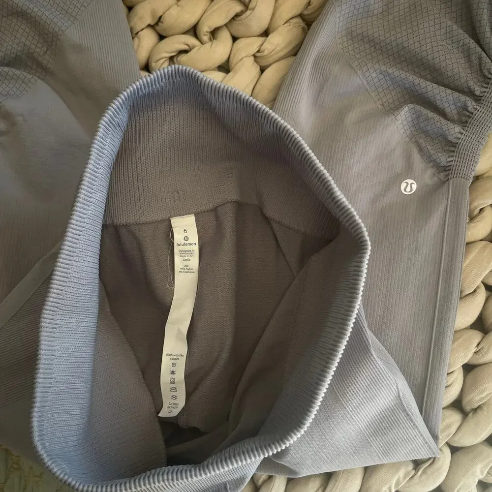 Lululemon Flow & Go Crop‎ Battleship Grey Sz 6 High Waisted Leggings Gym Workout